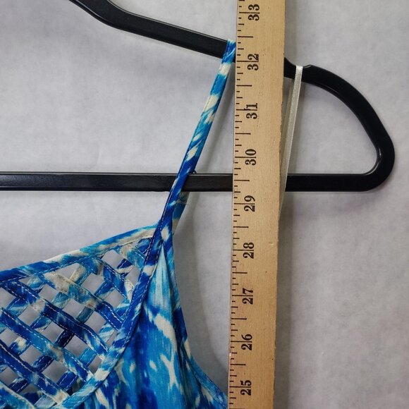 Band of Gypsies Sun Dress XS Sea Of Blue Spaghetti Strap Weave Smocked Back - Picture 9 of 10